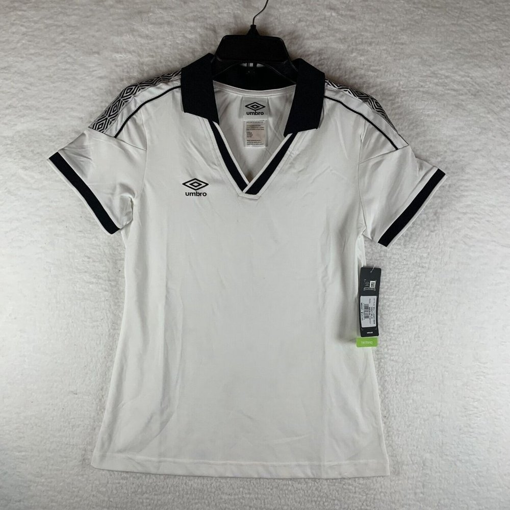 Umbro Jersey Women Size Medium White/Black Short Sleeve Pullover Polyester 6341 - Picture 1 of 7